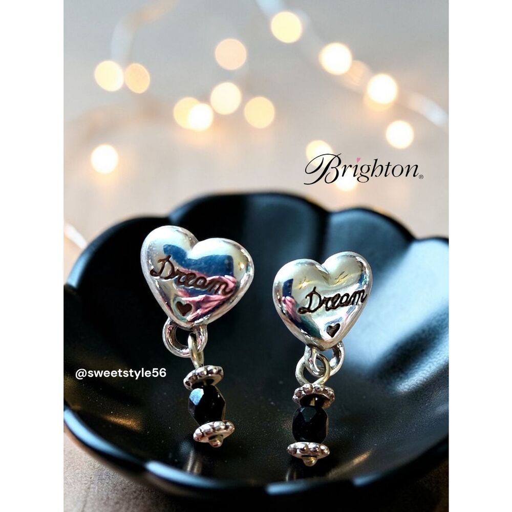 BRIGHTON "Starry Night" Silver And Black Crystal Drop Earrings WEDDING GUEST!